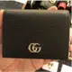 歐洲二手GUCCI 經典金屬雙G LOGO 荔枝紋牛皮暗釦萬用短夾 皮夾 Leather Card Case