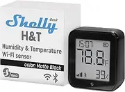 Shelly H&T Gen 3 Black Wi-Fi and Bluetooth Temperature & Humidity Sensor Home Automation No Hub Required Long Battery Life Wall Mountable