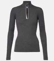 [Brunello Cucinelli] Brunello Cucinelli Ribbed-knit wool half-zip sweater AU 8 grey