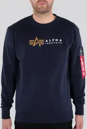 Alpha Industries Label Pullover, blue, Size M for Men