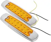 Alipis Semi Lights 2pcs Side Marker 12 Led 24v Electroplated Suitable for Caravan Trailer