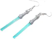 [ellifam] Lightsaber earrings | neon starfighter Sci-Fi glow stick earrings, cosplay Star Wars Skywalker yoda gift, comic con fandom accessories