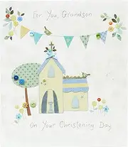 [UK Greetings] Grandson Christening Card - Christening Card to Send to Grandson - New Baby Gifts - New Baby Grandchild Card - Christening Gifts Boys