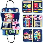 Why2Wise Toddler Busy Board Toys, Sensory Activity Board, Learning Educational Montessori Toys, Busy Books Travel Toys for Toddler, with Zipper Removable 6 Pages, 1 2 3 4 Year Old Boys and Girls