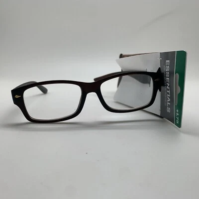 E403 Foster Grant ESSENTIALS HUGO BRN + 1.75 BROWN READING GLASSES READERS