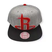 Mitchell & Ness Houston Rockets Cropped XL Logo Heather Adjustable Snapback Hat