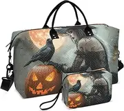 [YXYZRMY] Halloween Witch Crow Travel Duffel Bag Gym Bag Sports Tote Bag with Multiple Interior Pockets Shoulder Weekender Bag for Women Men with Toiletry Bag 20.5”x 7.9”x 13.8”, Multi-Colored, one size