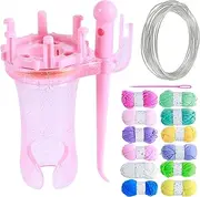 Portable Weave Knitting Mill,Household Hand Spool Knitter,Hand Crank Knitting Machine,DIY Knitting Machine,Bracelets Weaver for Beginners Bracelets