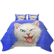 Cats Funny Faces Drawings White Kitten Coverlet