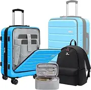 [KEYTANG] Explorer 20" Lightweight Hardside Expandable Luggage Spinner Wheels Carry on with Backpack and Makeup Bag