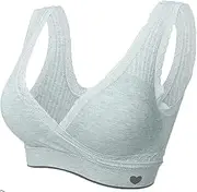 [MIXZONES] Women's Comfort Wrap Front Lace Bra, Spandex & Cotton 3D Padded Bra with Back Buckle for Nursing Sleep
