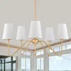 Brass Gold Chandeliers for Dining Room, 5-Light Modern Pendant Light Fixture ove