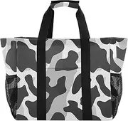 [sanluoli] Beach Tote Collapsable Beach Bags Sandproof Canvas Carrying Tote, Black Gray Print, 1 size
