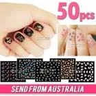 50 x Nail Art Stickers Assorted Self Adhesive Flowers Butterflies 3D DIY 3017C