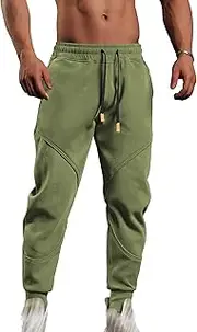 [JEShifangjiusu] Sweatpants Jogging Pants for Men Sweatpants Elasticated Waist Sports Running Pants Slim Fit Lightweight Drawstring, Green A1, L