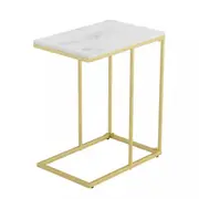 C-Shaped Marble Side Table: Coffee Table Slides Under Sofa
