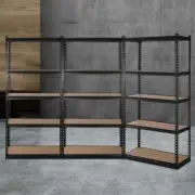 Boltless Shelving Unit 5 Tier Metal Storage Rack Warehouse Garage Shelves 3 PCS