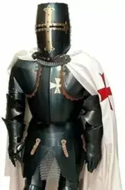 Medieval Knight Full Body Armor Suit, Steel LARP Costume, Crusader Templar Desig