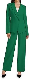 [Casly Lamiit] 2 Piece Outfits for Women Business Casual Asymmetrical Blazer Jacket and Wide Leg Pants Matching Suit Sets