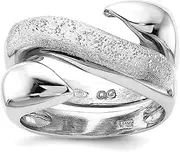 [JewelryWeb] 925 Sterling Silver Rhodium Plated Polished and Textured Swirl Ring Size 6 12mm Wide Band Style-Ring for Women
