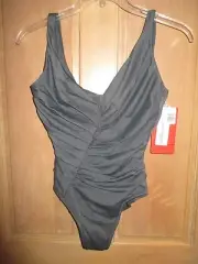 NEW MAGICSUIT MIRACLESUIT Sz 10 40 TANK SWIMSUIT $158 Retail Grey