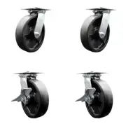 8 Inch Glass Filled Nylon Swivel Caster Set 2 Swivel Locks 2 Brakes SCC