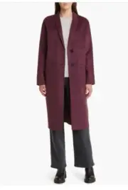 Last Price Nordstrom Signature Wool Cashmere Blend Lapel Collar Coat Burgundy S