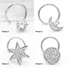 Cubic Zirconia Nose Stud Corkscrew 925 Sterling Silver Nose Meaniful Gift