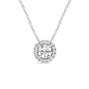 Meera Halo Solitaire Necklace with 0.60ct of Laboratory Grown Diamonds in 9kt White Gold