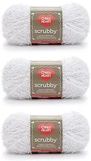 Red Heart Scrubby Coconut Yarn - 3 Pack of 100g/3.5oz - Polyester - 4 Medium (Worsted) - 92 Yards - Knitting/Crochet