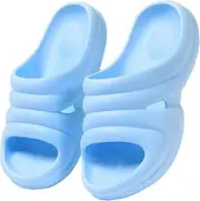 [YUYUBAOER] Unisex Kids Simple Slippers, Pool Beach Couple Slide Bathroom Sandals for Boys and Girls, Anti-Slip Flip Flops House Shoes Light blue-220