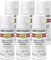 Rust-Oleum Stops Rust Semi-Gloss Protective Enamel Spray Paint, White, 340 g (Pack of 6)