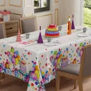 Happy Birthday Cake Gifts Colorful Balloons Tablecloth Rectangle Washable Tab...