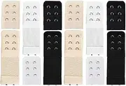 [Naisfei] 12pcs Lady Bra Extender 2Hooks x 3Rows Elastic Back Bra Band Extension Strap, HOME-MART Stretchy Bra Strap Extension Comfortable Women's Elastic Extender(Black,White,Skin Color)