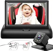 Car Mirror, 4.3'' HD Night Vision Function Car Mirror Display, Safety Car Seat Mirror Camera Monitored Mirror with Wide Crystal Clear View, Aimed at Baby, Easily Observe The Baby’s Move