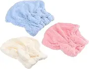 Beaupretty 3Pcs Absorbent Hair Drying Towel Coral Fleece Hair Wrap with Bowknot Design Soft and Quick Drying Hair Caps for Women for Home Use and Hair Care