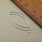 Handmade Long Earring Hooks - Large Leaf Ear Wires - Sterling Silver Earwires
