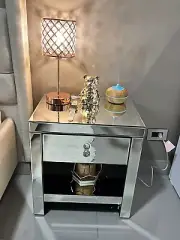 Set of 2 Dimmable Rose Gold Crystal Table Lamps with Dual USB Charging Ports
