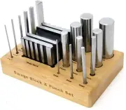16 Pcs SWAGE Block & Punch METALSMITH Dapping Tool Set | Pro Quality
