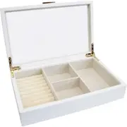 LVD MDF Glass 29.5x19cm Jewellery Box Storage Rectangle Large - White