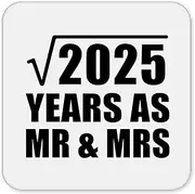 [Designsify] Gifts, 45th Anniversary Square Root of 2025 Years As Mr & Mrs, Drink Coaster Mat Wipe-Clean Non-Slip Non-Skid Cork Back, for Birthday Mom Dad Parents Fathers Mothers Day Party