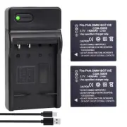 2x Battery +Charger For CGA-S009E CGA-S/106B Panasonic Lumix DMC-FT FX TS Series