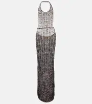 [Aya Muse] Aya Muse Cutout sequined maxi dress AU 14 black