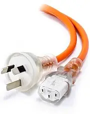 Alogic Australian 3 Pin Mains Plug to IEC C13 Medical Power Cable, Orange, 1 Meter