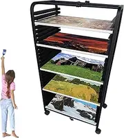 Art Drying Rack for Classroom,Adjustable Floor-Standing 30 Shelves 4 Universal Wheel Art Storage Racks,Suitable for Oil Paintings and Drawing Boards