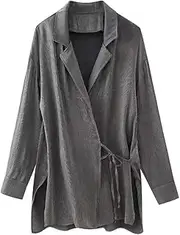 [Zadaos] Women Blazers Irregular Two Piece Set Loose Long Sleeve Coats Vintage Chic Elastic Waist Pants Sets