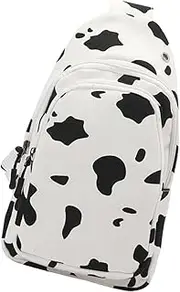 [WOFASHPURET] Cow Pattern Canvas Chest Bag for Women Lightweight Crossbody Bag Versatile