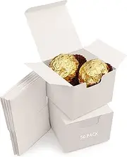 Kurtzy (50 Pack) White Kraft Gift Boxes - 5 x 5 x 5cm -Wedding Party Favour Box - Present Boxes for candy,chocolate Bridesmaids,Birthdays,Thanksgiving
