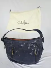 Cole Haan Essex Parker Hobo Bag Navy Patent Leather Shoulder B35613