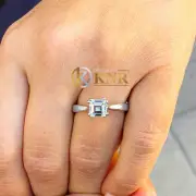 14K SOLID WHITE GOLD ASSCHER CUT NATURAL DIAMOND ENGAGEMENT RING PRONG SET 1.00